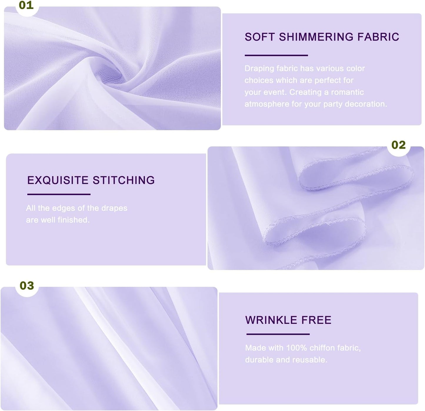 Wedding Arch Draping Fabric 29" x 18 FT Lavender Sheer Chiffon Outdoor Curtain Drapes for Wedding Birthday Party Ceremony Decor(1 Panel, Lavender)
