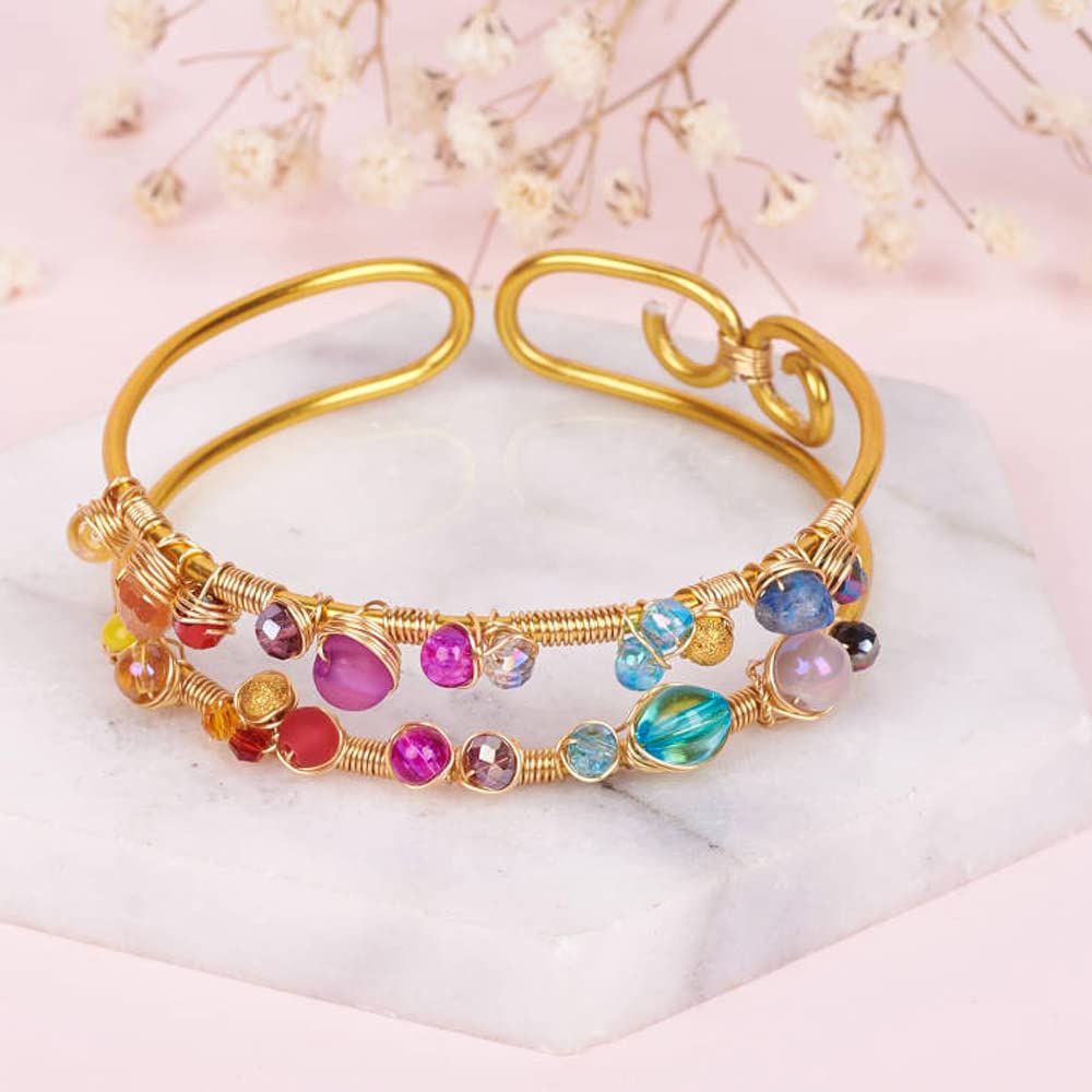 Fashewelry 180 Feet 2mm Gold Aluminum Wire Bendable Metal Craft Wire for Beading Sculpting Jewelry Making