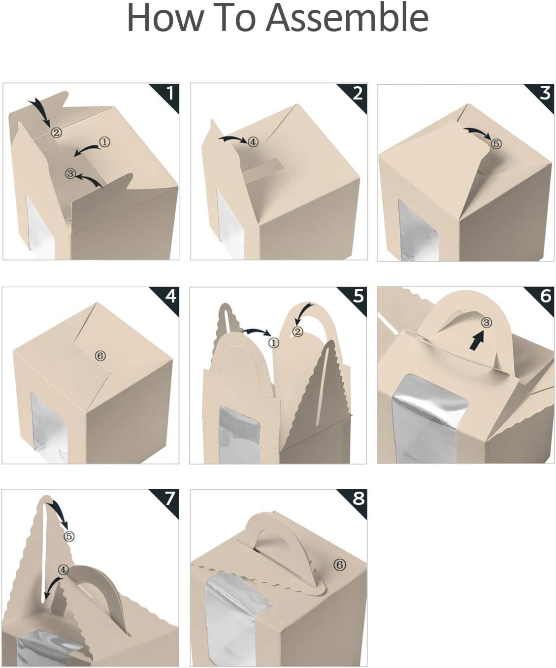 qiqee 60pcs Cupcake Boxes Individual Disposable White Single Box with Window 3.6 * 3.6 * 4.3inch Cupcake Containers/Holders