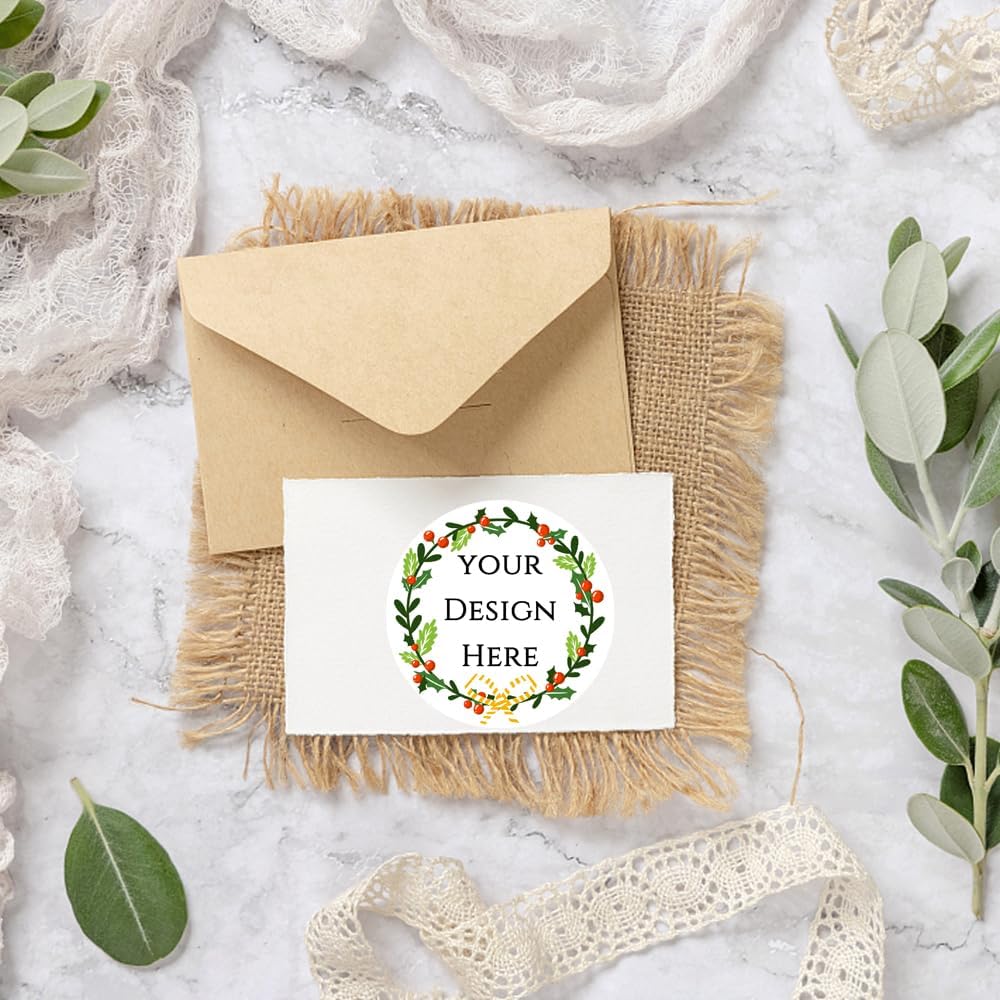 100-1000pcs Custom Stickers Merry Christmas Stickers Personalized Labels Adhesive Xmas Decorative Envelope Seals Stickers for Cards Gift Boxes(VSquare-1)