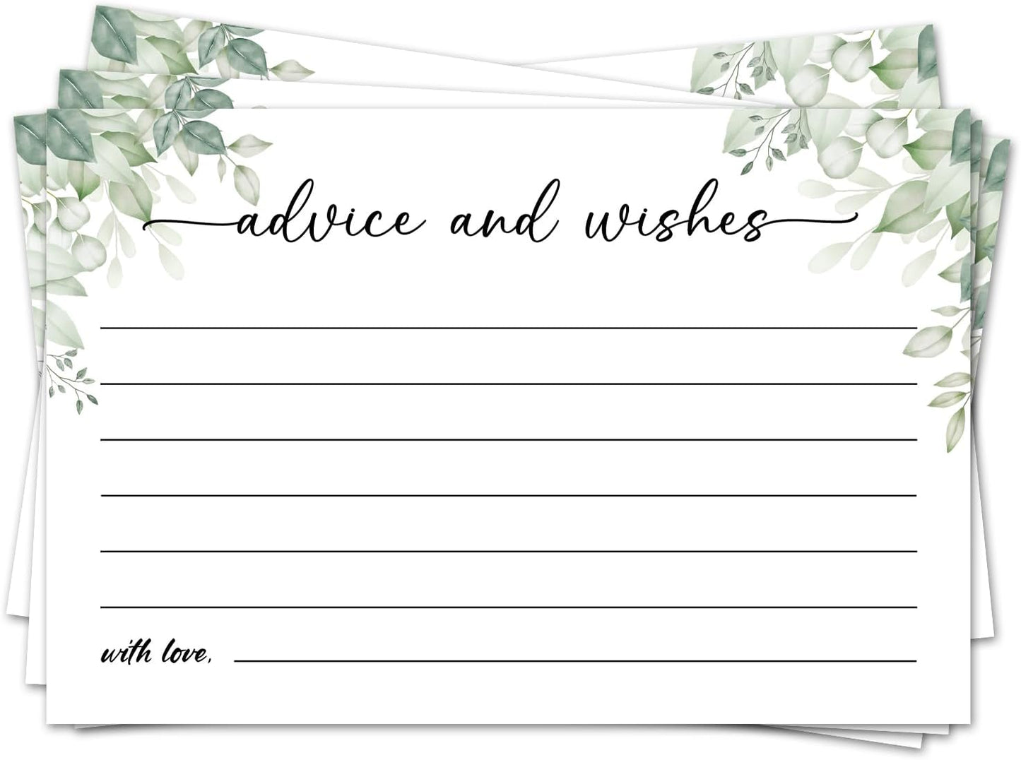 Green Left Advice and Wishes Cards for the New Mr and Mrs, Wedding, Bridal Shower, Baby Shower, Graduation, Party Decorations, 25 PCS 4x6 Inches Card-006