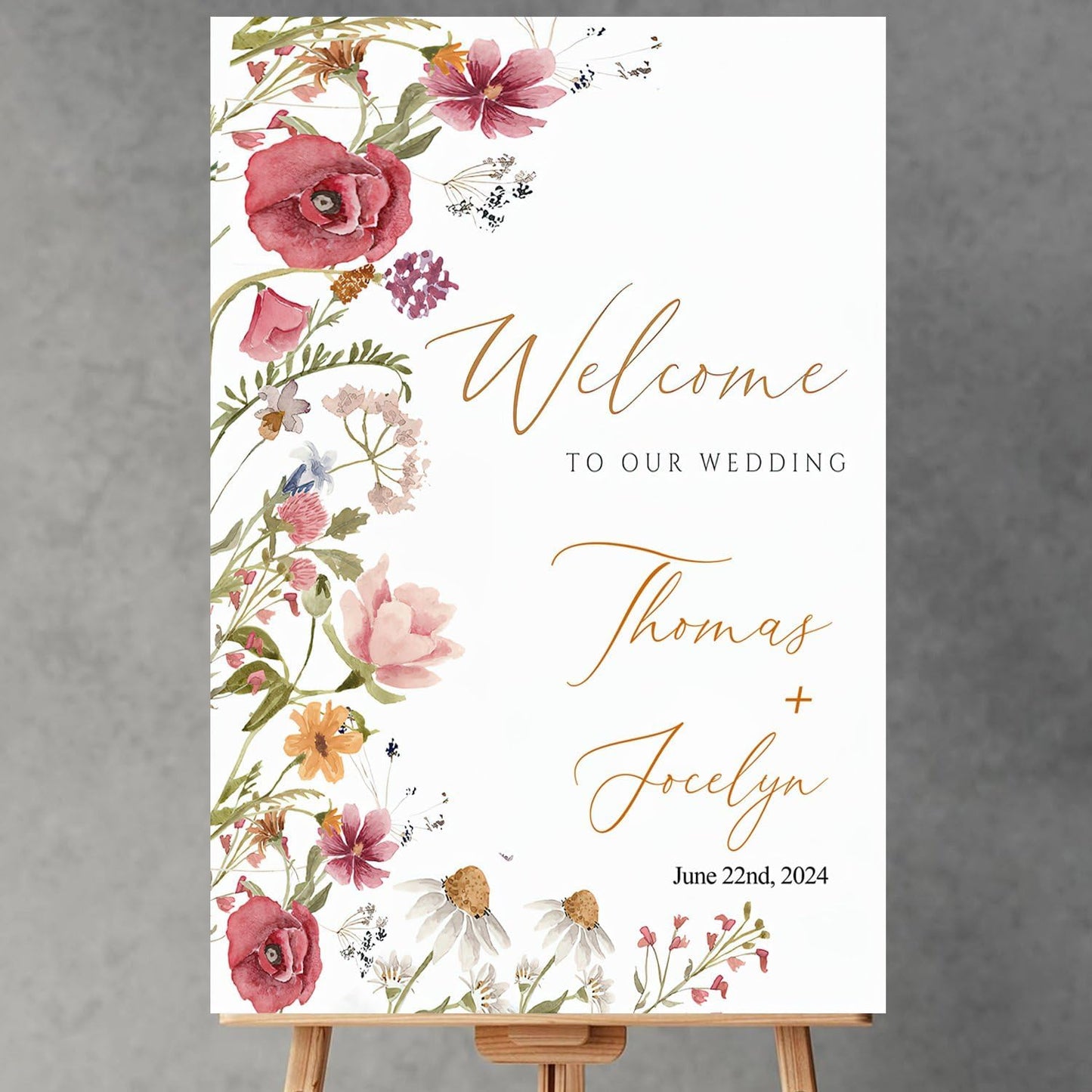 Wildflower Floral Spring Wedding Welcome Signs, Welcome Sign Wedding, Customized Wedding Welcome Sign, Custom Wedding Welcome Sign