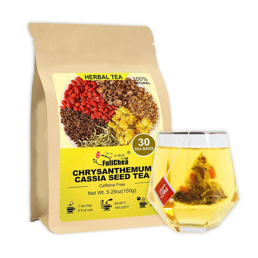 FullChea - Chrysanthemum Cassia Seed Tea, 30 Teabags, 5g/bag - Burdock Root, Goji Berries, Osmanthus, Honeysuckle Combination Herbal Tea