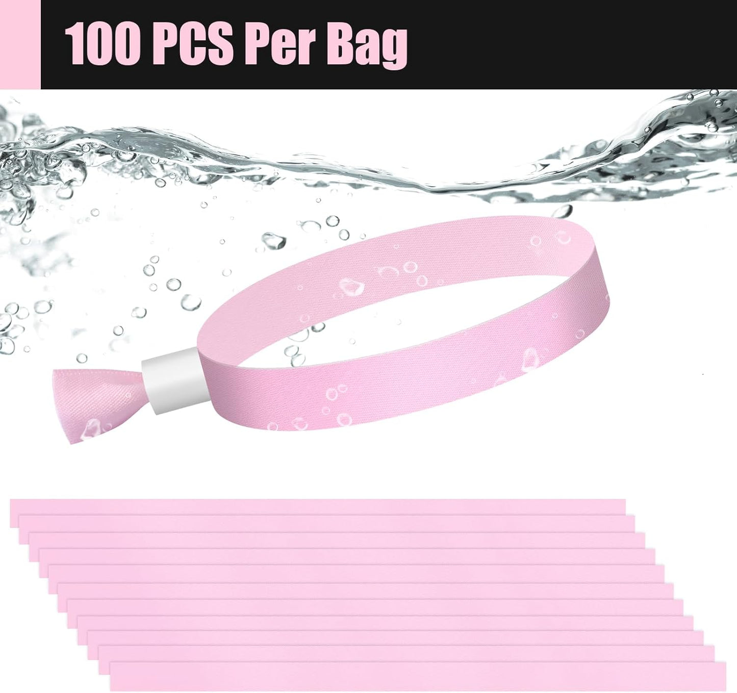Green-Power America 100 Pcs Cloth Event Wristbands, Event Wristbands, Colored Wrist Bands for Events, for Lightweight Concert Wrist Strap for Activities, Party Bracelets for Events (Color : Pink)