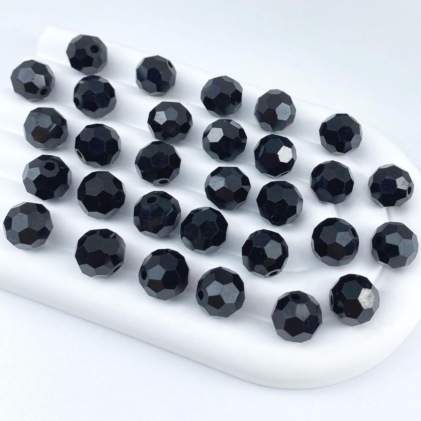 200 PCS 6mm Crystal Glass Beads Round Multiple Faceted Loose Spacer Glass Beads for DIY Handcrafte Bracelet Necklace Earring Jewelry Making(Black)