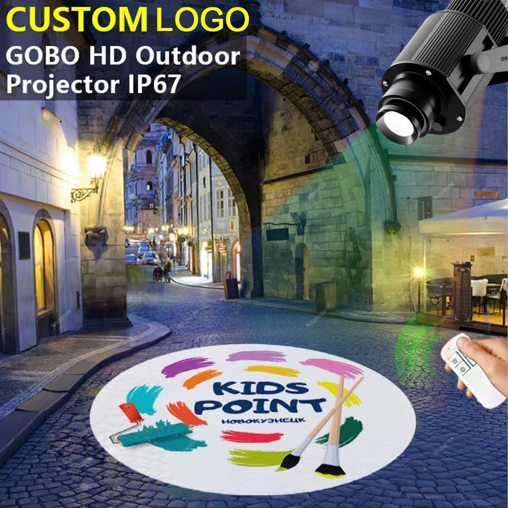 GOBO Projector Custom Logo Projector Lights for Store Business or Outdoor Wall Street Waterproof Ip67 HD Led for Shop Advertising and Wedding (90W)