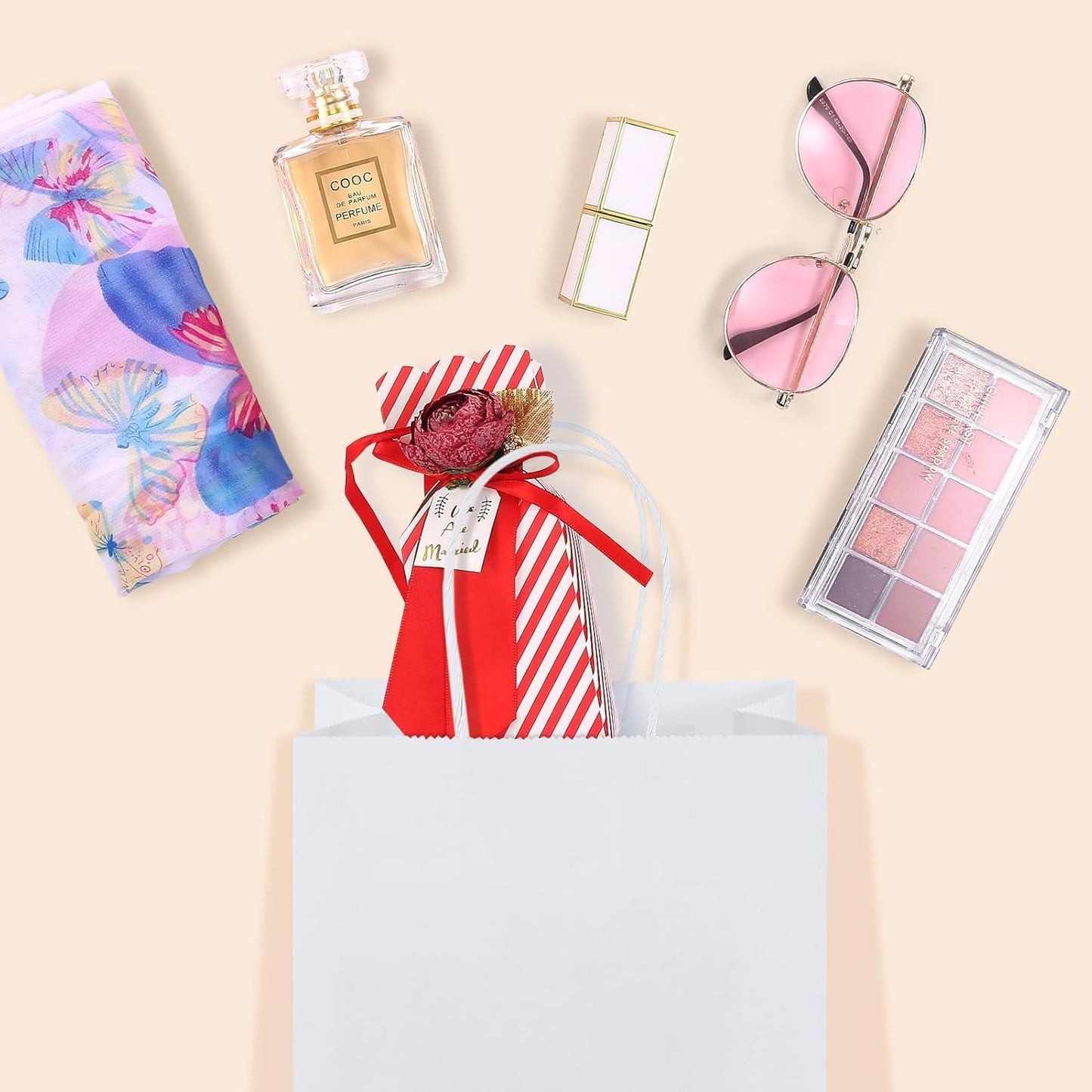 GSSUSA Brown Paper Bags 5.25x3.75x8 600Pcs, Gift Bags with Handles Bulk for Small Business