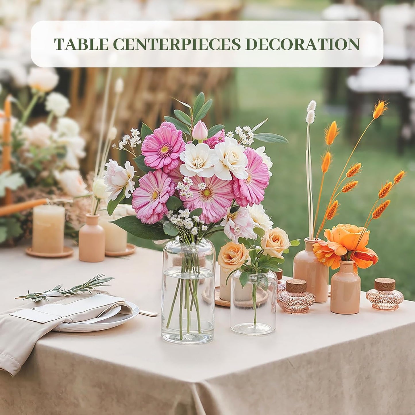 Set of 24 Clear Glass Vases Cylinder Flower Vase for Rustic Farmhouse Centerpieces Wedding Table Decor Home Aesthetic Party & Event Decoration Bud Vases in Bulk (Flowers Not Included)