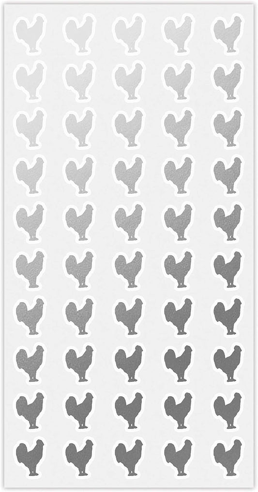 Silver Chicken Meal Stickers (50) - Waterproof Wedding Place Card Indicators