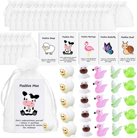 20 Set Employee Appreciation Gifts Bulk for Thank You Staff Back to School Student Teacher Office Coworker Nurse Pocket Gift Favors Animal Pun Inspirational Note Cards Cow Butterfly Flamingo Favors