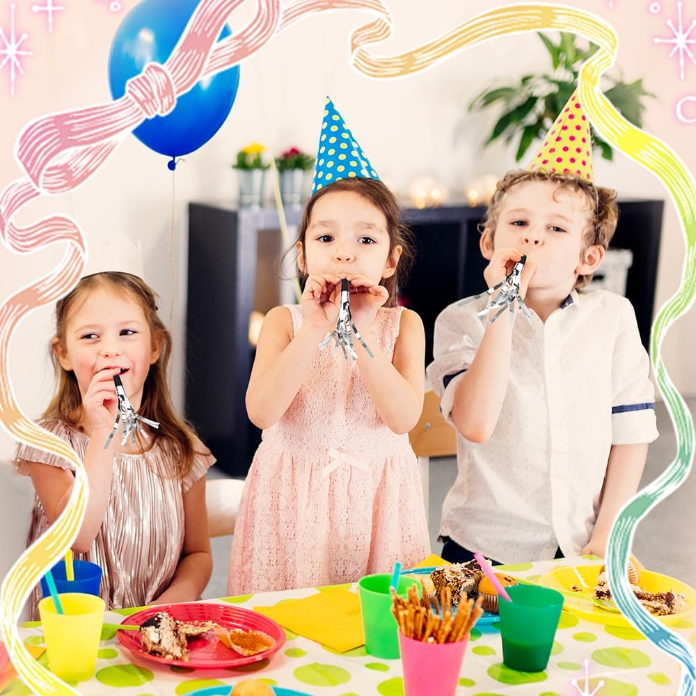 Silver Noise Makers Party Favors 24 PCS Party Blowers Noisemakers for Sporting Events Party Horns Party Whistles Nye Party Favors Adult Party Favors New Years Noise Makers Graduation Party Favors