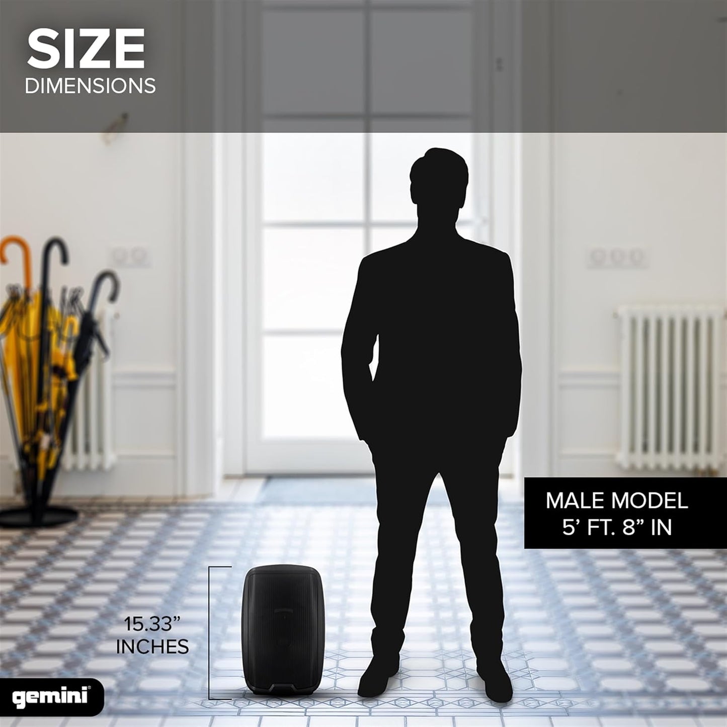 Gemini 8” 500W Bluetooth PA Speaker with TWS Link, USB/SD/FM, XLR/RCA/AUX Inputs, Mic & Guitar Channels, Compact Powered DJ Speaker for Gigs, Events & Easy Transport (AS-2108BT)