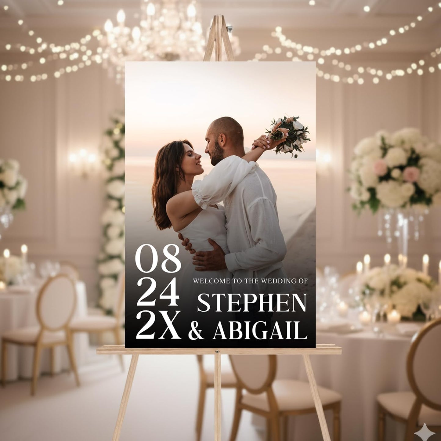 Personalized Wedding Photo Acrylic Welcome Sign – Custom Picture Board with Bride & Groom Names, Elegant Acrylic Wedding Reception Entrance or Ceremony Decoration, Indoor & Outdoor Keepsake Gift #13