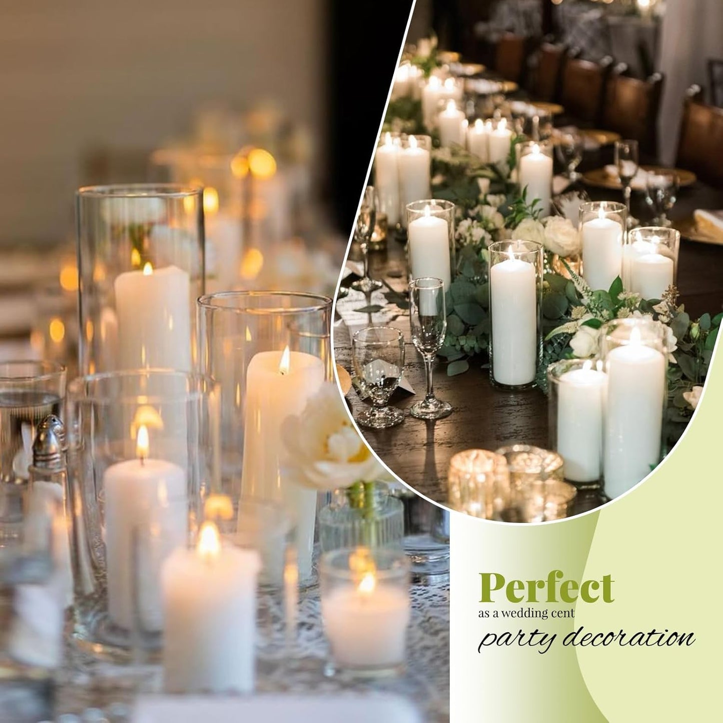 12Pack Glass Cylinder Vases for Centerpieces - 10 Inch Tall Flower Vase for Wedding Decorations, Floating Candle Holder Vase Bulk,Glass Hurricane Candle Holders for Table Shelf, Party, Home Decor