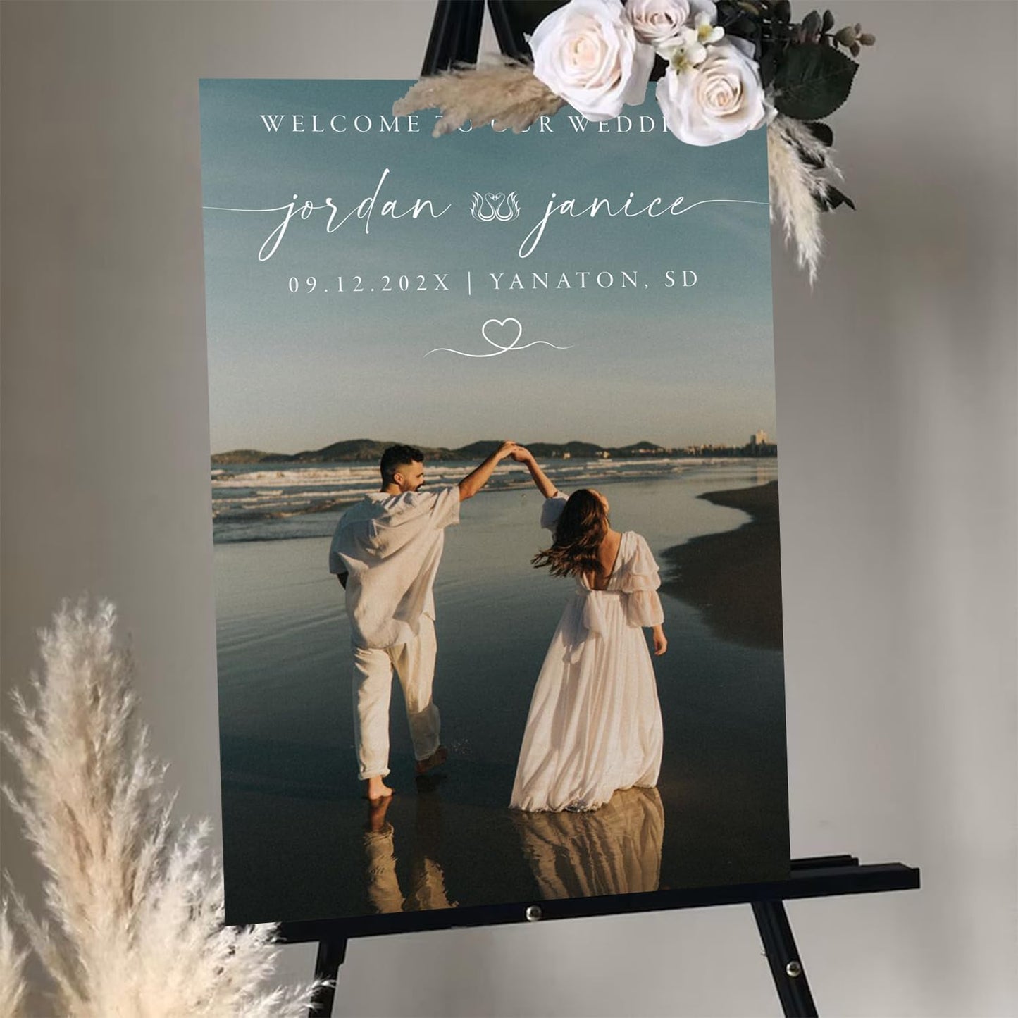 Personalized Wedding Photo Acrylic Welcome Sign – Custom Picture Board with Bride & Groom Names, Elegant Acrylic Wedding Reception Entrance or Ceremony Decoration, Indoor & Outdoor Keepsake Gift #11