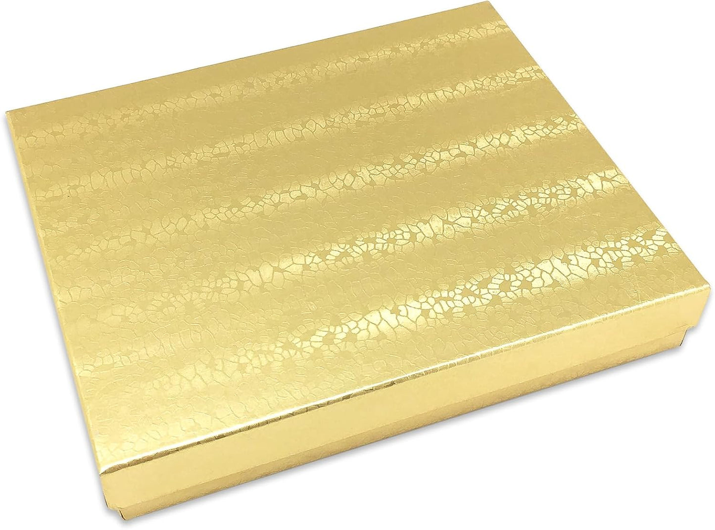 TheDisplayGuys - 25-Pack #53 Kraft Paper Cardboard Gift Boxes/Jewelry Cases w. Cotton Padding & Lid - Gold Foil - (5.4" x 3.9" x 1.0")