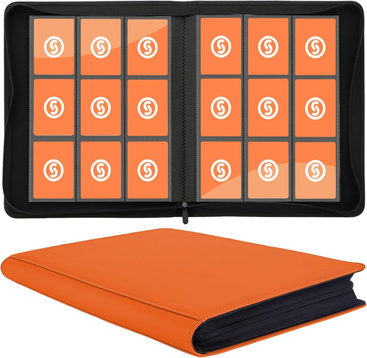 Card Binder 9 Pocket for 360 Cards - Premium Trading Card Binder with Sleeves Protection, Side Loading Collection for TCG, MTG, YGO, One Piece Collectible Cards (Orange)