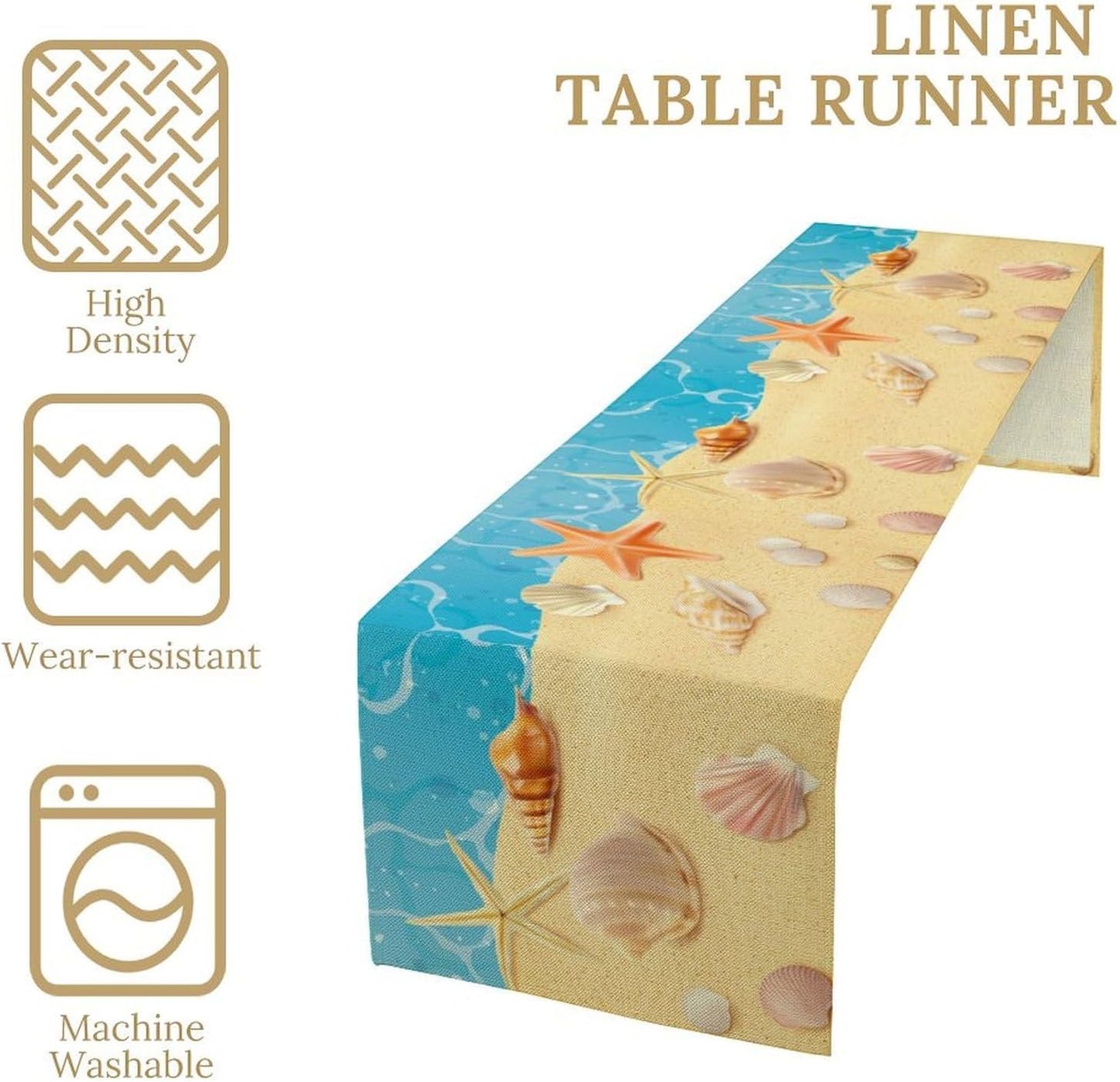 Sea Turtle Table Runner Marine Life Starfish Nautical Blue Green Ocean Theme Kitchen Table Decorations for Indoor Outdoor Home Party Decorations 13 * 60 Inch