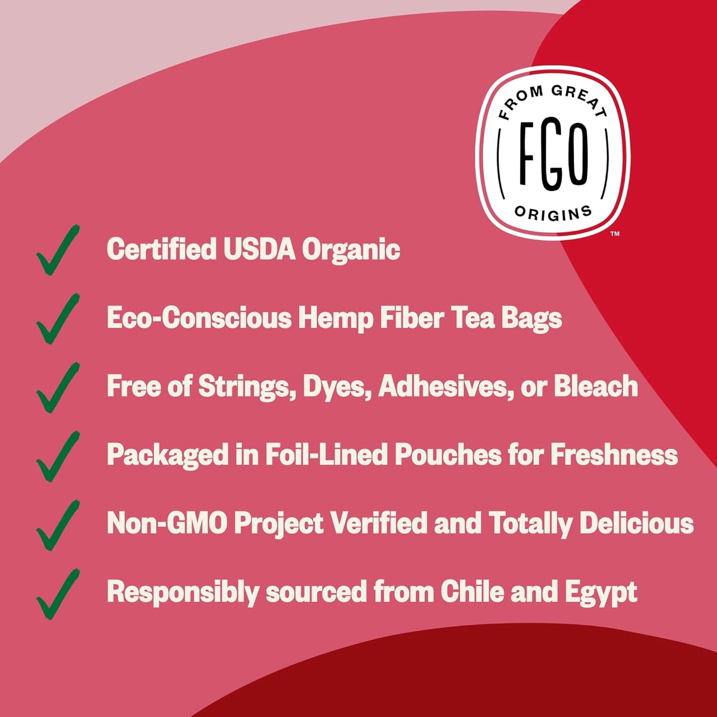 FGO Organic Rosehips Tea, Eco-Conscious Tea Bags, 100 Count, Packaging May Vary (Pack of 1)