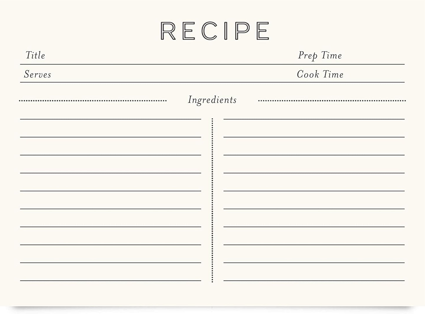 Jot & Mark Recipe Cards 5x7 Inches Blank Double Sided, 50 Count (Modern Minimal) - Menu Cards