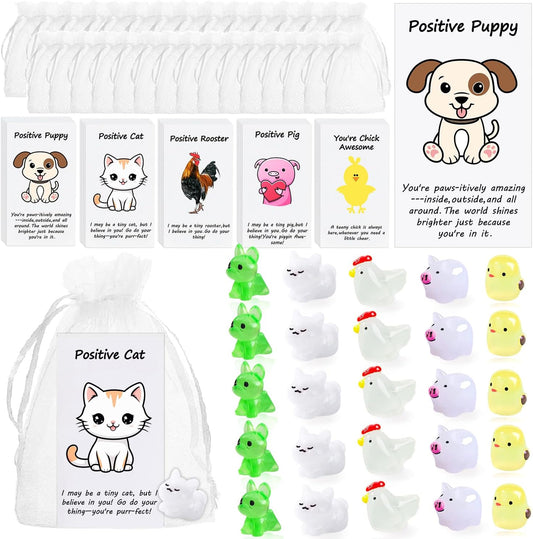 100 Set Employee Appreciation Gifts Bulk for Thank You Staff Back to School Student Teacher Office Coworker Nurse Pocket Gifts Animal Pun Inspirational Note Cards Pigs Dogs Cats Hens Favors
