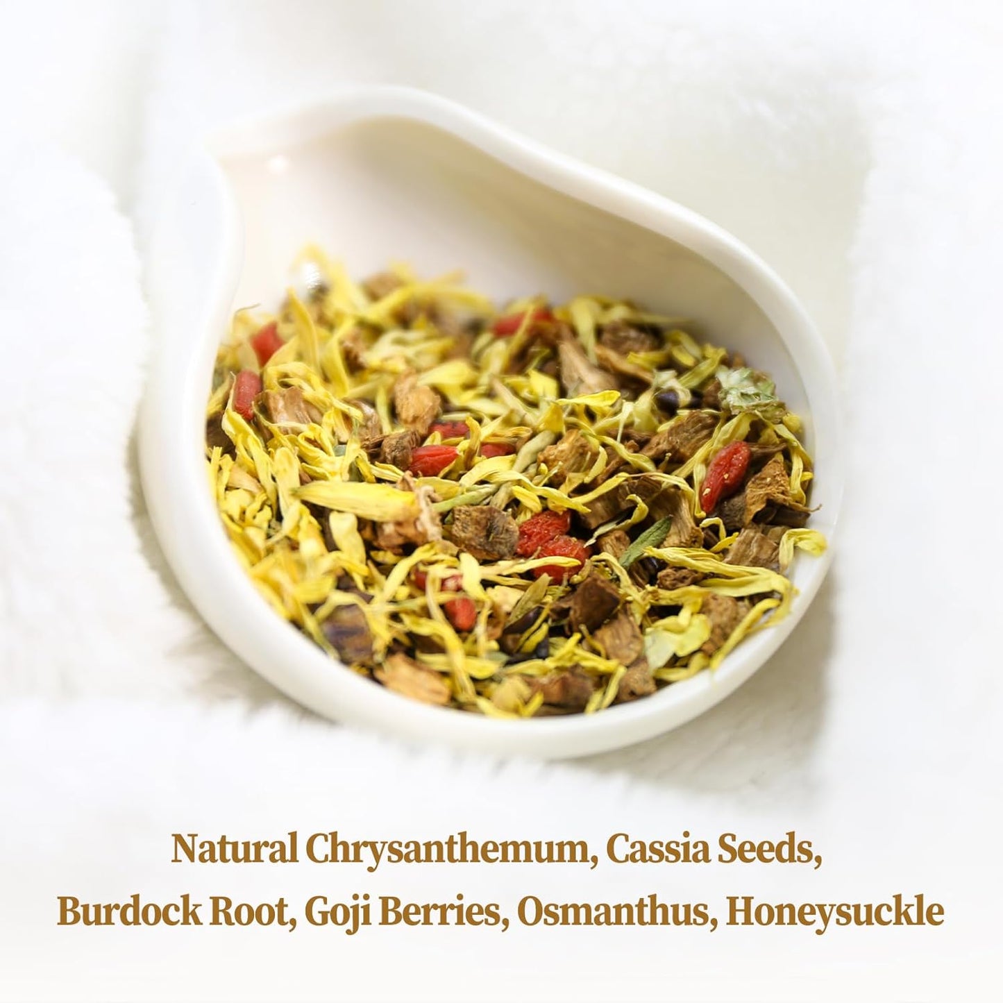 FullChea - Chrysanthemum Cassia Seed Tea, 30 Teabags, 5g/bag - Burdock Root, Goji Berries, Osmanthus, Honeysuckle Combination Herbal Tea
