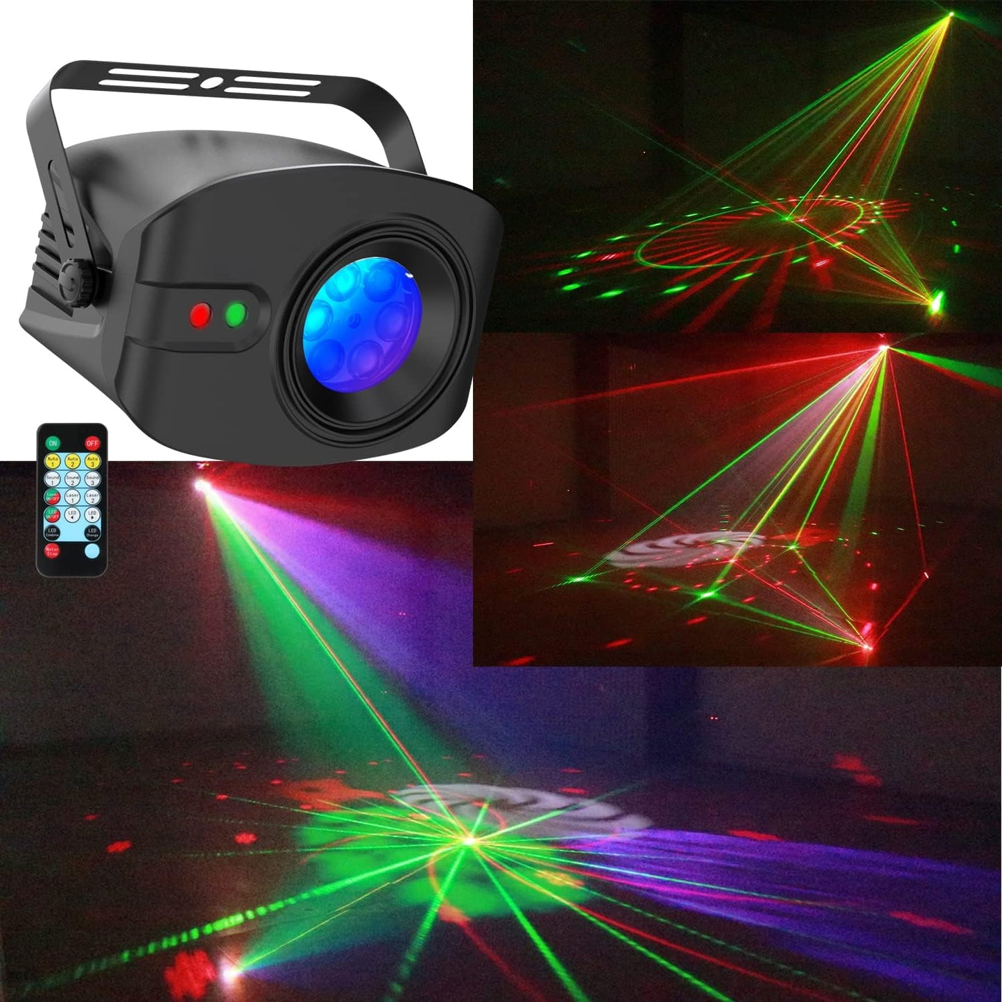 LED Decorative Projector DJ Lights Sound Activated, Stage Disco Halloween Party Light Sync with Music Remote Portable Show for Dance Floor Karaoke Birthday Christmas Wedding