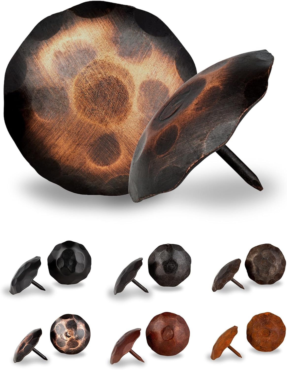 50 Pack 2" Round Head Iron Clavos Decorative Nails – Oil Rubbed Bronze – Handmade Rustic Round Fasteners for Farmhouse Shutters, Faux Wood, Barn Doors, Shutters, Gates – Ornamental Wood Accent