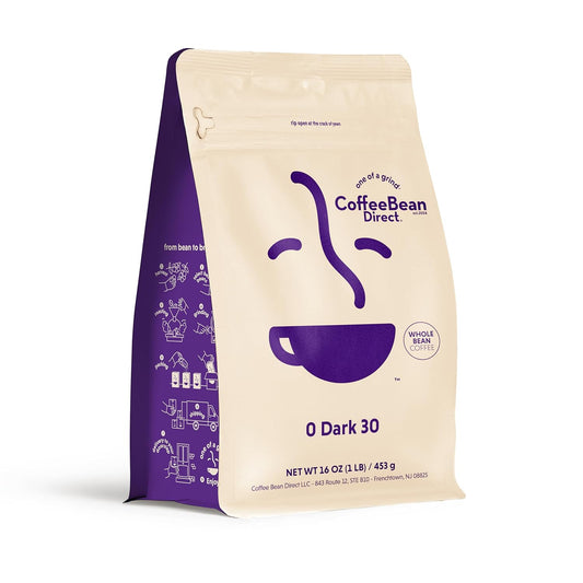 Coffee Bean Direct 0 Dark 30 Blend, Whole Bean Coffee, Mixed Roast, 1 Pound Bag (Pack of 1)
