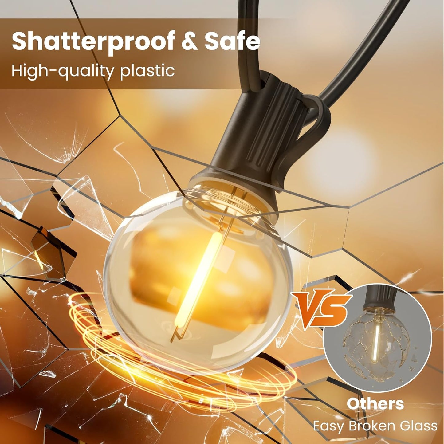 RTTY Outdoor String Lights 240 ft, 2 Pack 120 ft G40 Led Patio Lights with 62pcs Bulbs,Shatterproof Waterproof Connectable Hanging for Porch Cafe Bistro Backyard Gazebo Balcony Deck Party