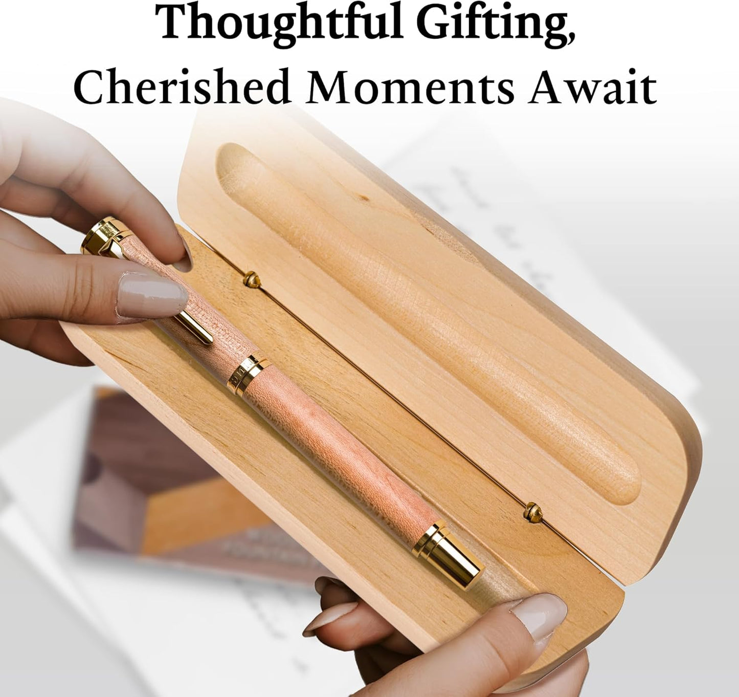 Ellington Pens Elegant Wood Fountain Pen Set – Includes Wooden Pen Box, Ink Converter, 6 Ink Cartridges, and Gift Box – Writing, Calligraphy