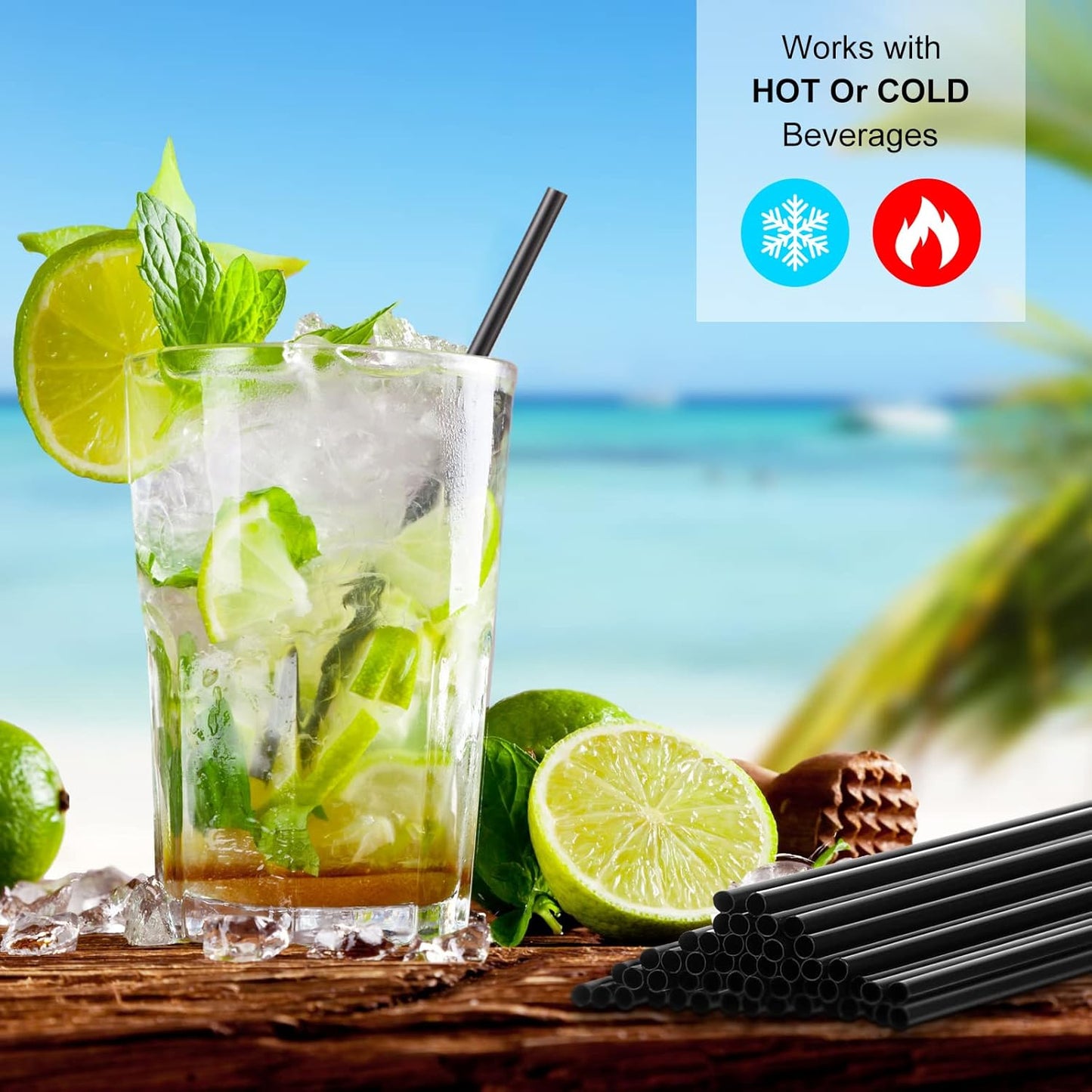 6000 Count Coffee Cocktail Stirrers Straws Disposable Plastic Sip Stir Sticks Cocktail Drink Stirrers Sticks Cups Straws for Bars Juice Drinking(Black,5 Inch)