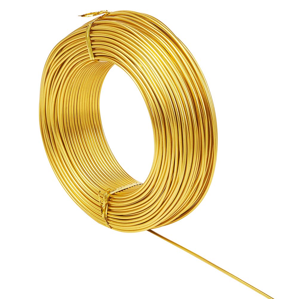 Fashewelry 114 Feet 10 Gauge Aluminum Wire Gold Bendable Metal Craft Wire for Beading Jewelry Craft Making (2.5mm)