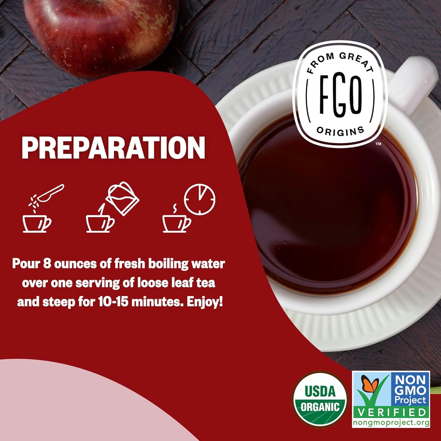 FGO Organic Rosehips Tea, Cut and Sifted, 16 Ounce Resealable Bag, Packaging May Vary (Pack of 1)