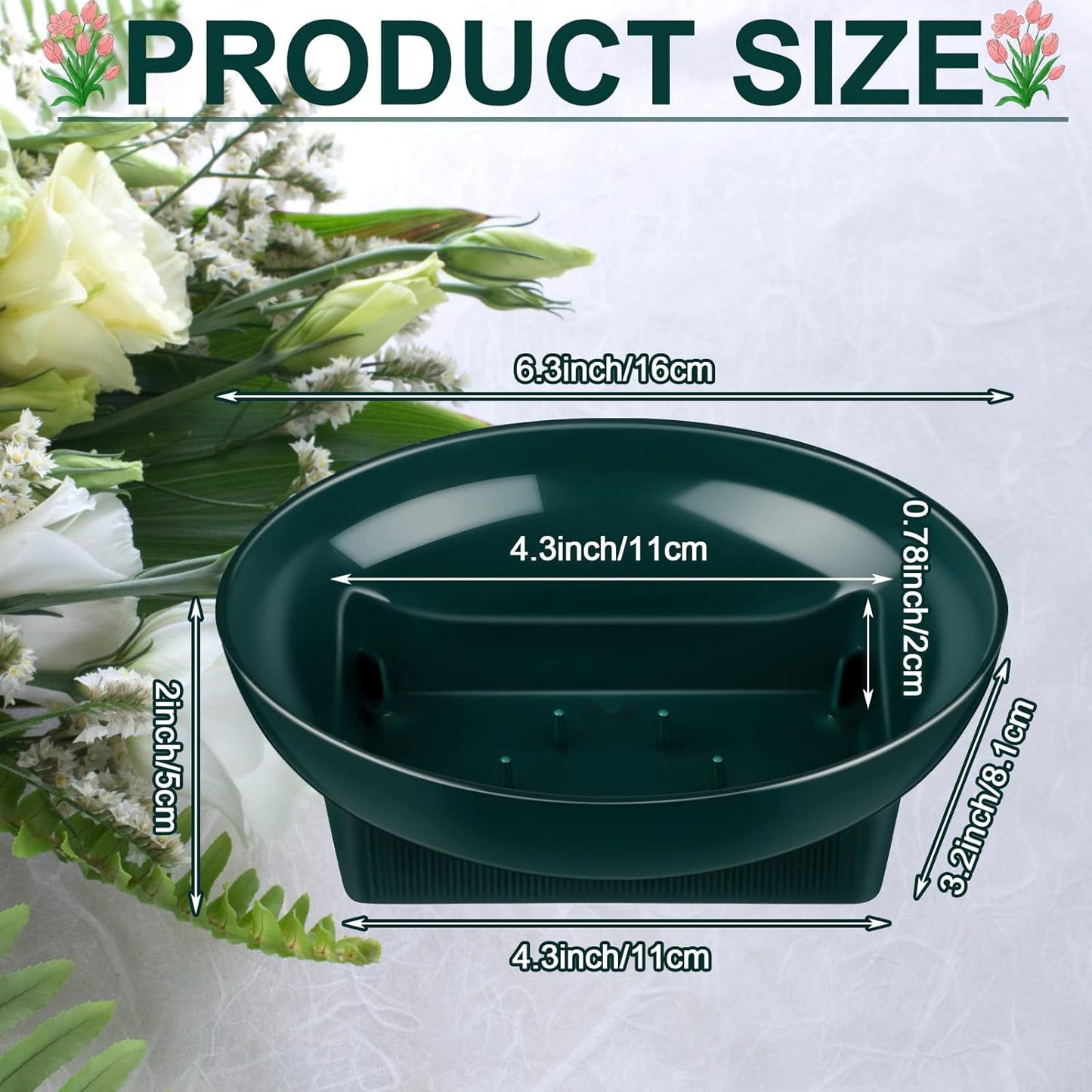 Karenhi 18 Pcs Floral Supplies Green Bowls for Flower Arrangements Large Size 6.3 Inch Floral Foam Bowls for Arrangements Holiday Wedding Fresh Flower Decoration Supplies (Foam Not Include)