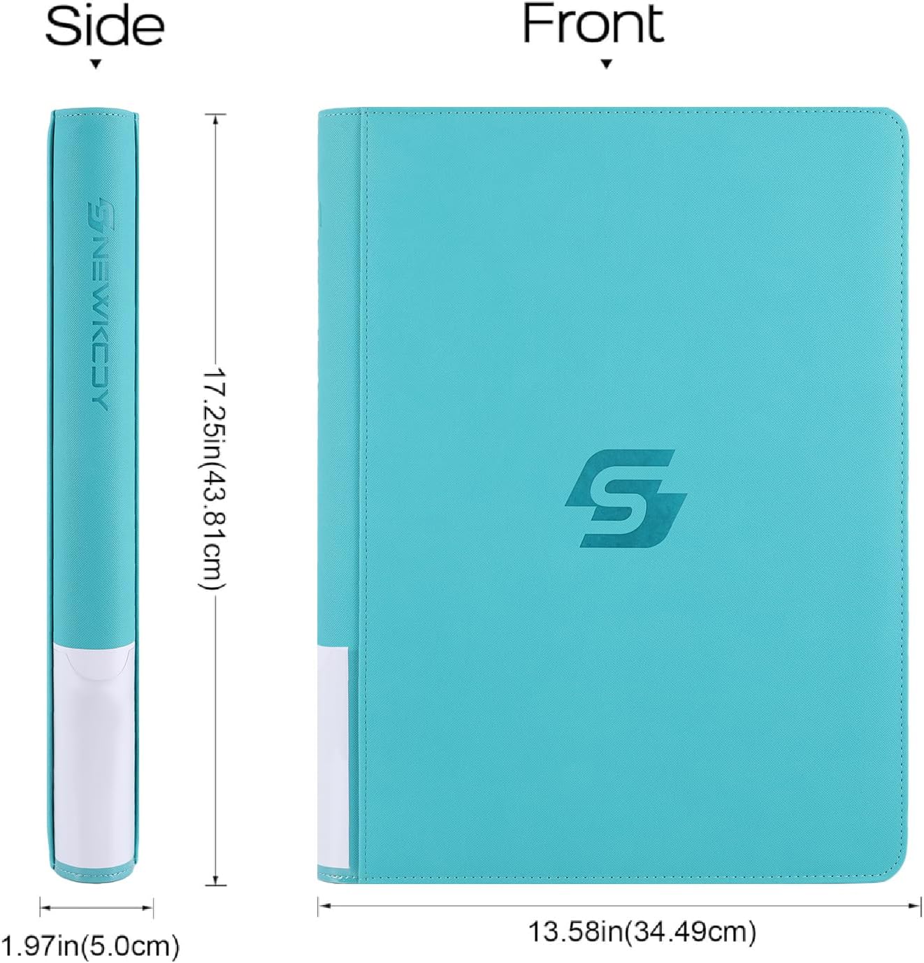 Snekdy premium 1024-pocket trading card binder, 16-pocket cards album, waterproof PU-leather Cover album with side loading, holds gaming, baseball, basketball & sports cards Turquoise