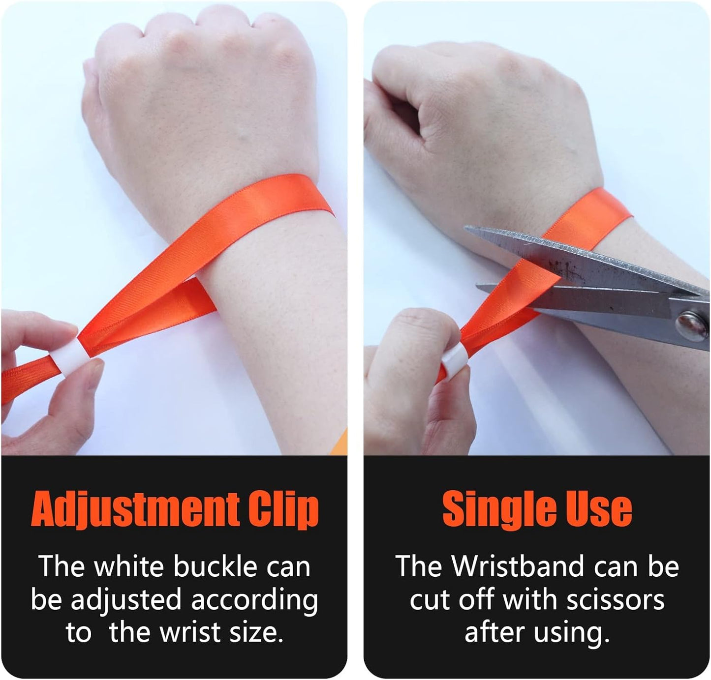 Green-Power America 100 Pcs Cloth Event Wristbands, Event Wristbands, Colored Wrist Bands for Events, for Lightweight Concert Wrist Strap for Activities, Party Bracelets for Events (Color : Orange)