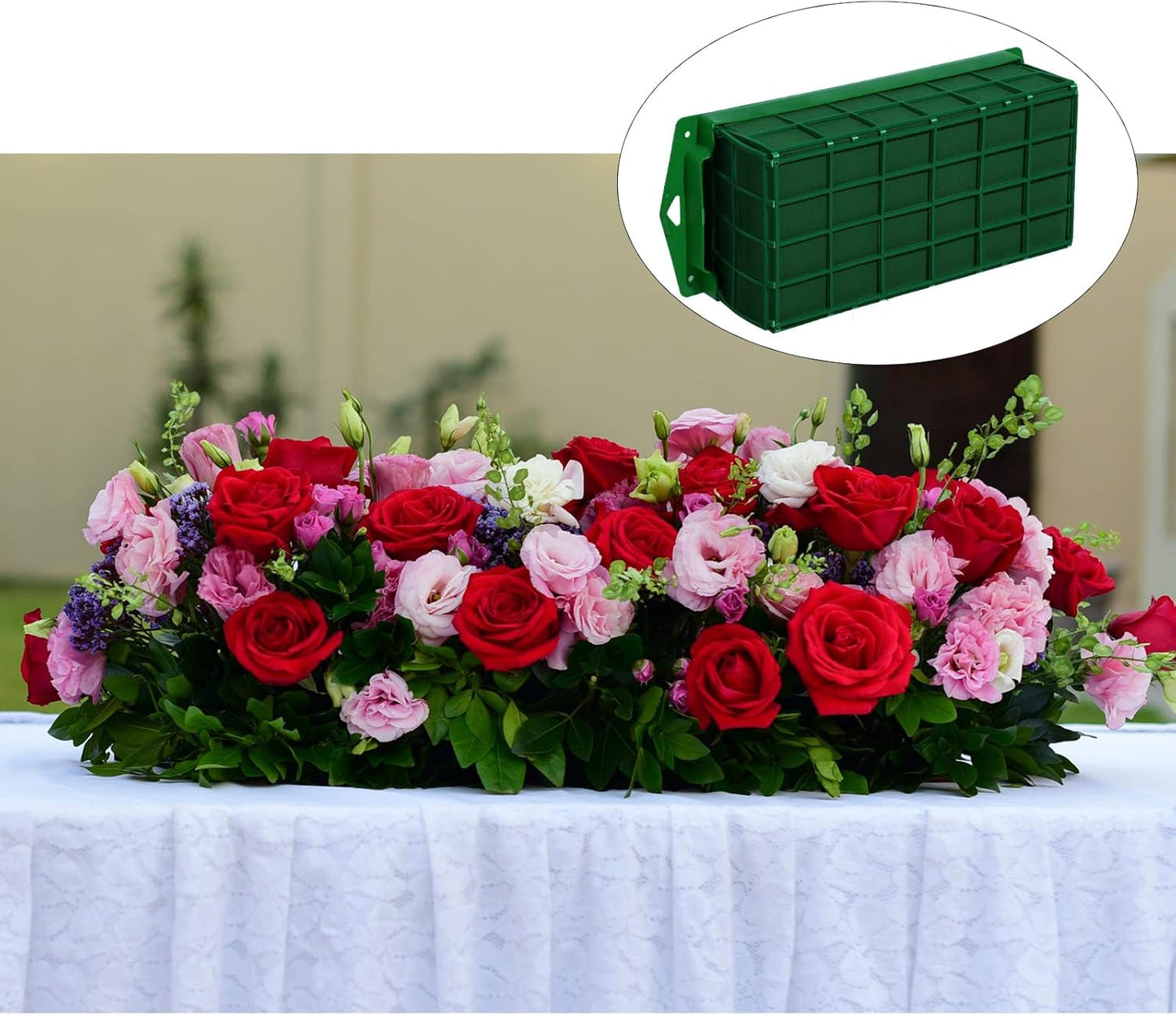 Boao 8 Pieces Floral Foam Cage Holder with Floral Foam for Fresh Flowers Cage Bowl for Table Centerpiece Flower Arrangement, Rectangle, 11.8 x 4.7 x 3.1 Inch