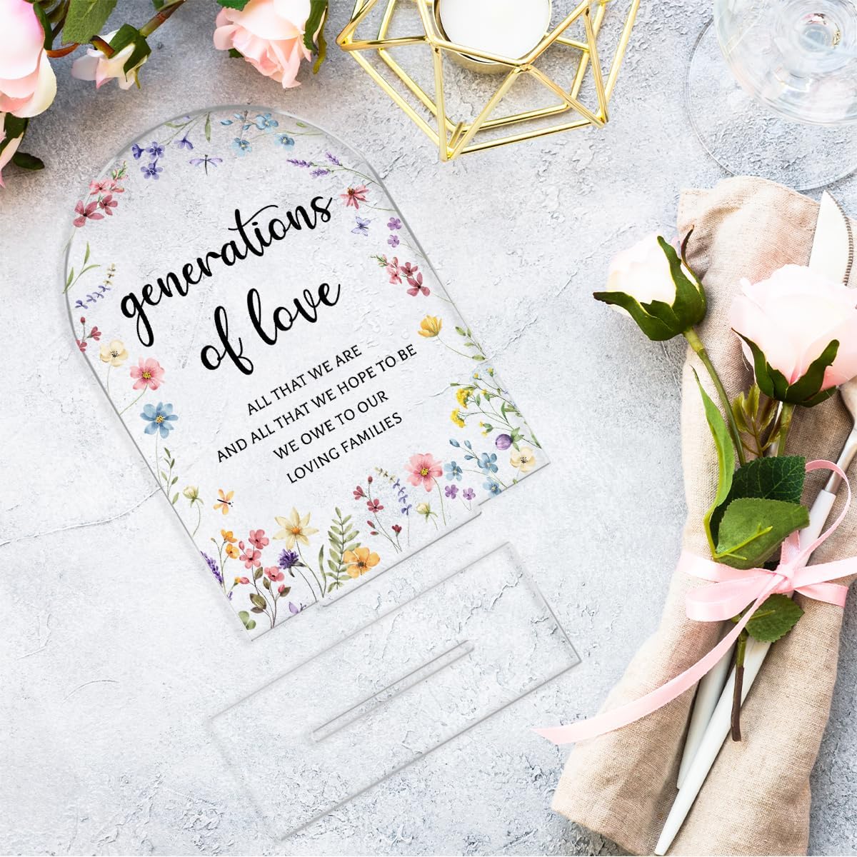 Wedding Sign，Genrations of Love Sign, Wedding Supplies 5x7 Inch, Kids Wedding Activities Acrylic Plaque, Please Help Yourself Sign, Wedding Signs for Ceremony Reception (Flower) decorative-signs183