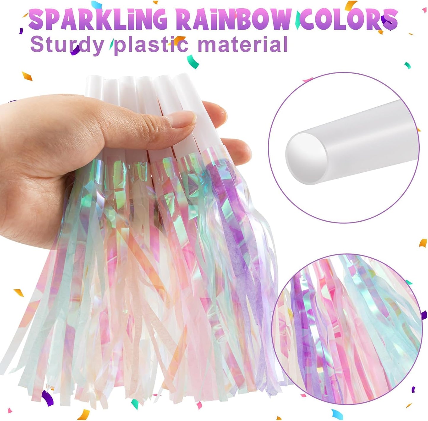24 pcs Party Blowers, Noise Makers Glitter Metallic Fringed Party Horns for Birthday Blow Horns Graduation Sporting Party Favors Supplies