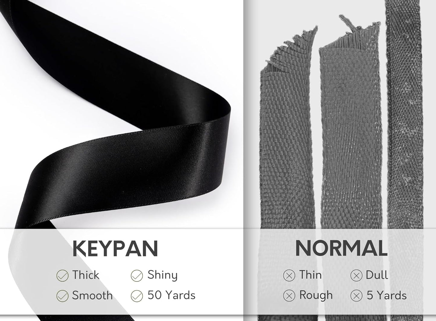 Black Satin Ribbon 1-1/2 Inch x 50 Yards Double-Faced Polyester Hair Ribbons for Women, for Gift Wrapping Paper Bows Wedding Invitations DIY Crafts