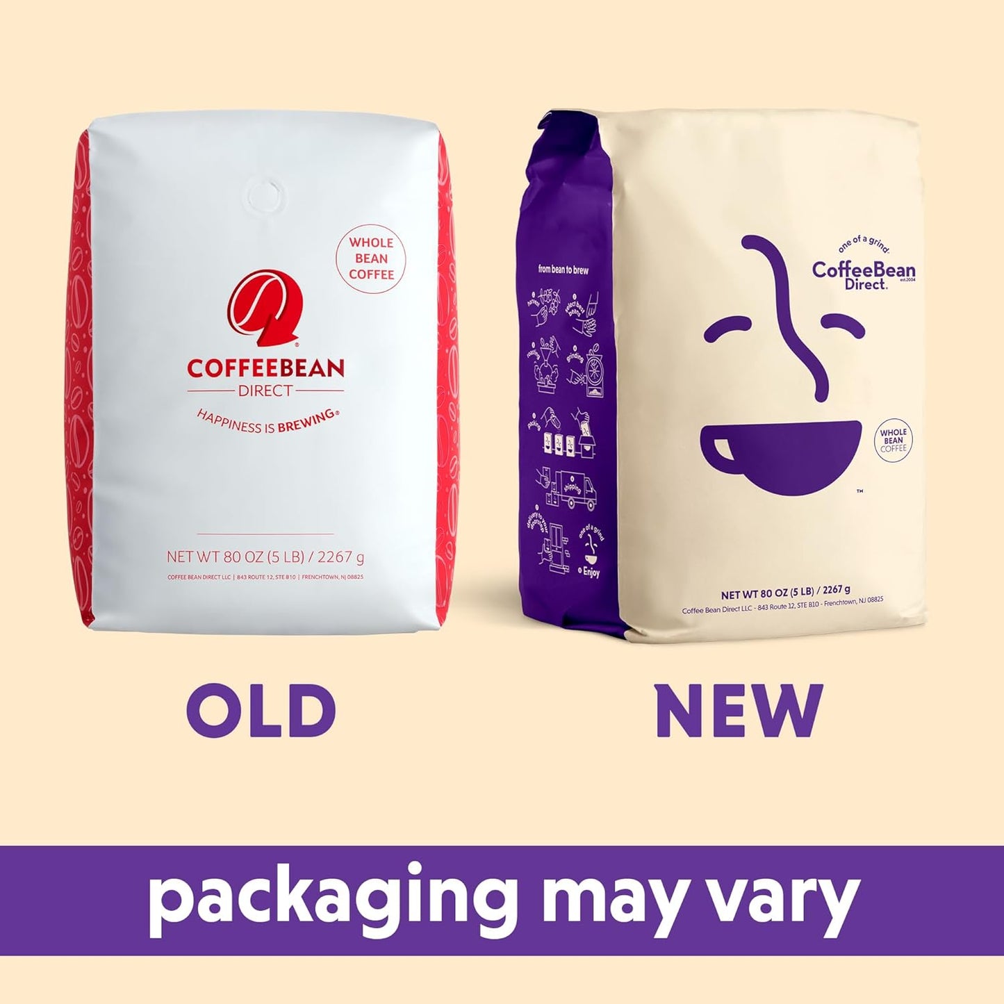 Coffee Bean Direct Ethiopian Yirgacheffe, Whole Bean Coffee, Light Roast, 5 Pound Bag (Pack of 1)