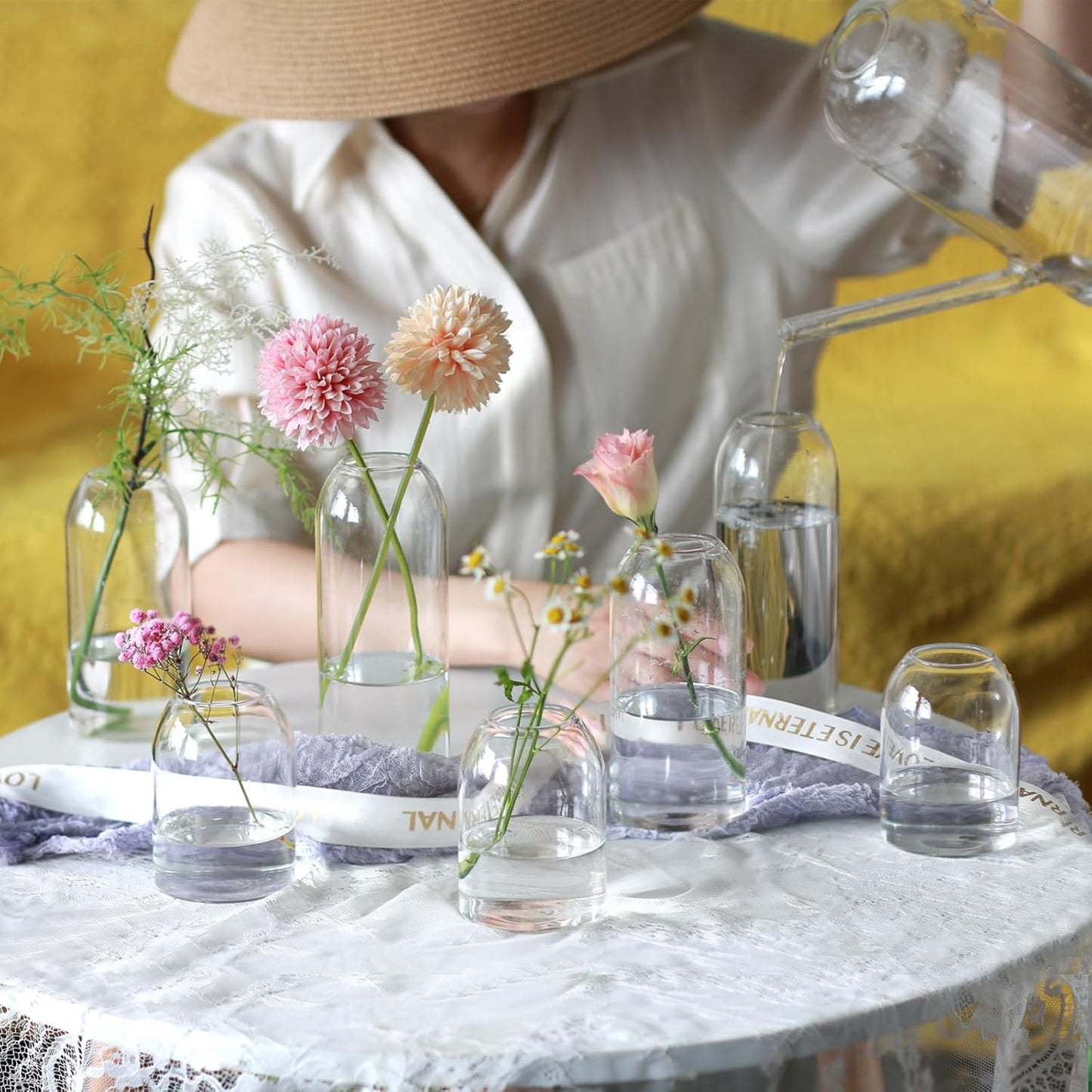 Etolies Glass Bud Vases in Bulk Set of 12, Clear Small Vases for Flowers,Modern Cylinder Glass Vase for Wedding Party Dining Table Centerpieces, Living Room Decorative, Home Decor.