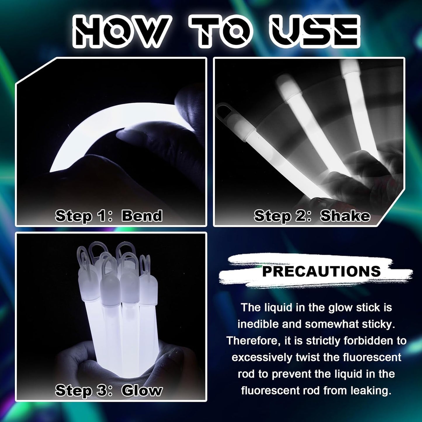 Lewtemi 4" or 6" 100 Pack Bright Glow Sticks Bulk, Glow in The Dark Party Supplies Birthday and Holidays Party Favors