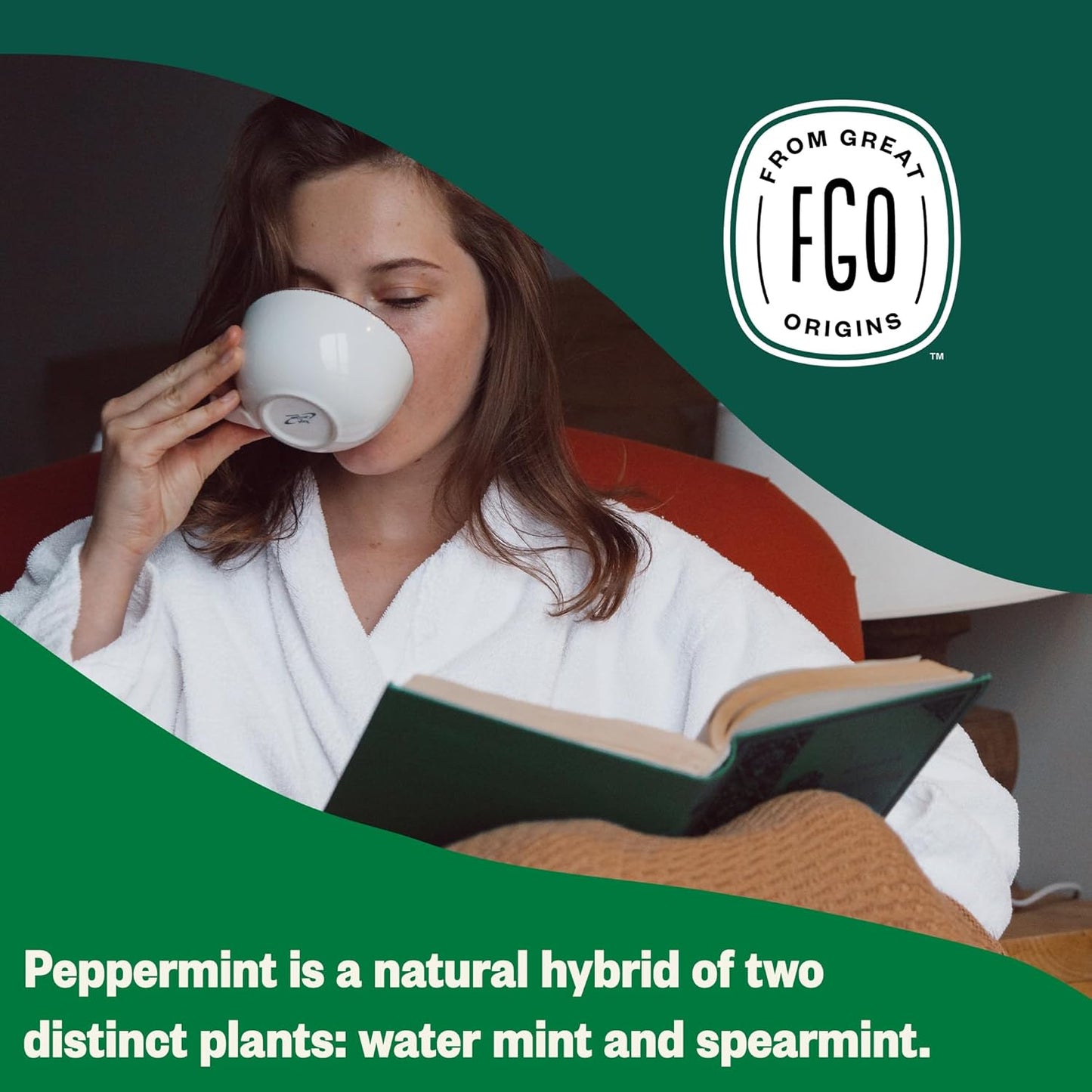 FGO Organic Peppermint Tea, 100 Count, Eco-Conscious Tea Bags, Caffeine Free, Packaging May Vary (Pack of 1)