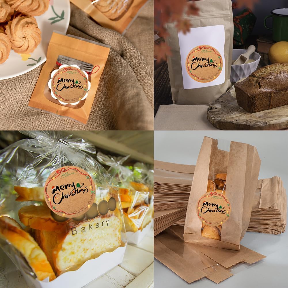 100-1000pcs Custom Stickers Merry Christmas Stickers Personalized Labels Adhesive Xmas Decorative Envelope Seals Stickers for Cards Gift Boxes(VSquare-3)