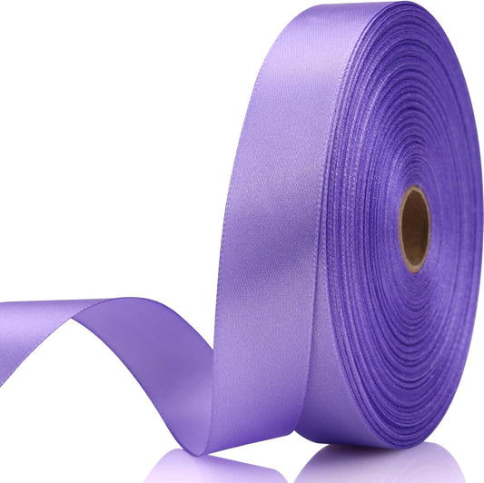 Light Purple Satin Craft Ribbon - 7/8 Inch, 60 Yards - Single Face Polyester for Handmade Roses, Gift Wrapping, Timeless Flower, Bouquets, Wedding and Party Decoration