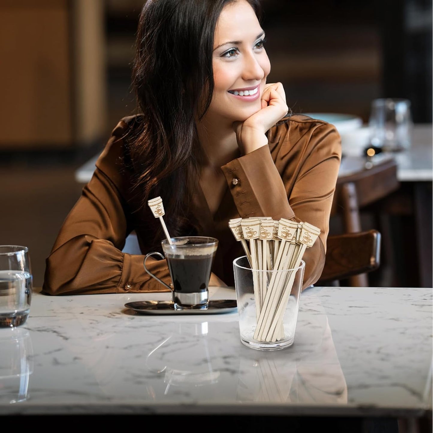 200 Pieces Wooden Coffee Stirrers, 6 inch Disposable Coffee Stir Sticks, Hot Drink Beverage Stirring Swizzle Stir Stick Coffee Mixer for Coffee, Milk, Juice, Cocktail, Chocolate