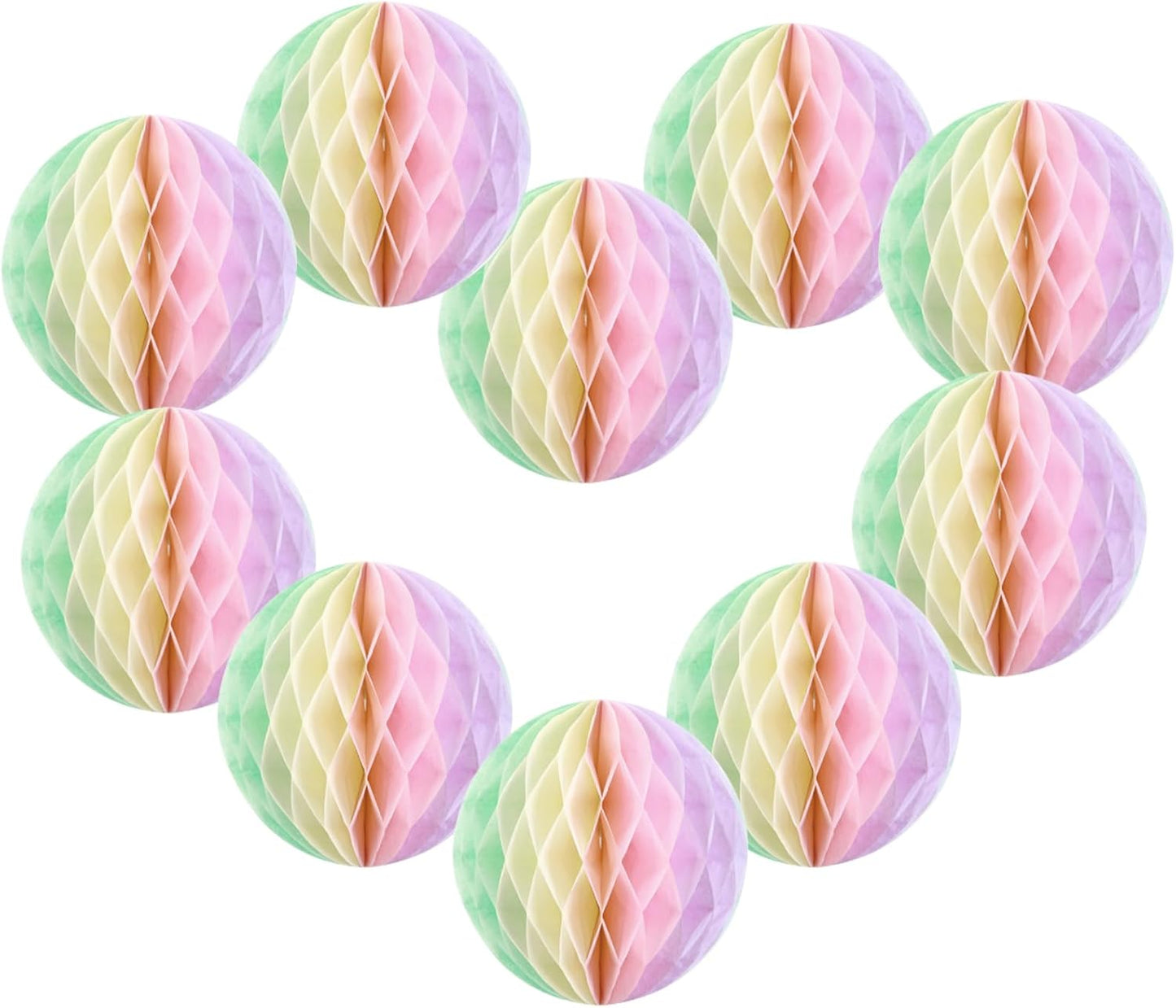 Pastel Hanging Honeycomb Ball, Rainbow Party Decorations，Pastel Birthday Party Decor for Macron Birthday Classroom Baby Shower Bridal Wedding Decor, Set of 9