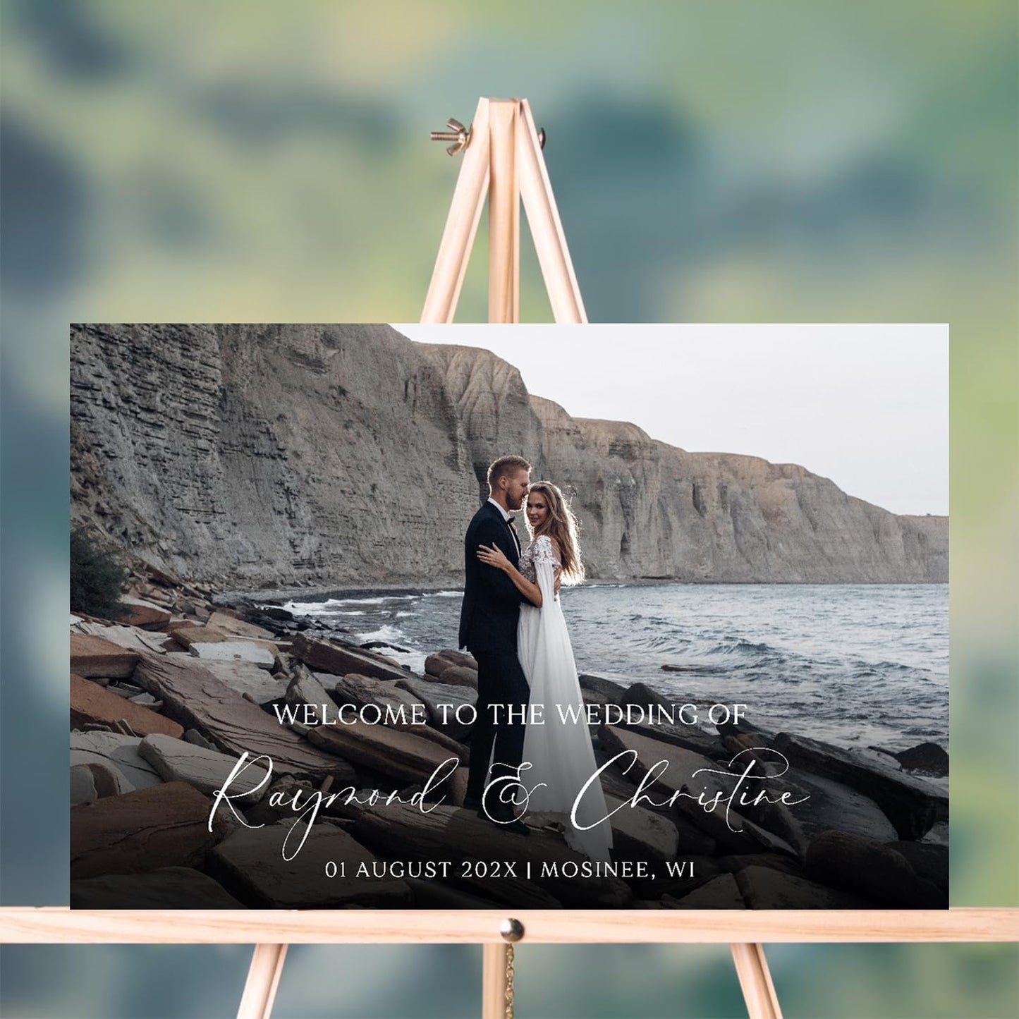 Personalized Wedding Photo Acrylic Welcome Sign – Custom Picture Board with Bride & Groom Names, Elegant Acrylic Wedding Reception Entrance or Ceremony Decoration, Indoor & Outdoor Keepsake Gift #7